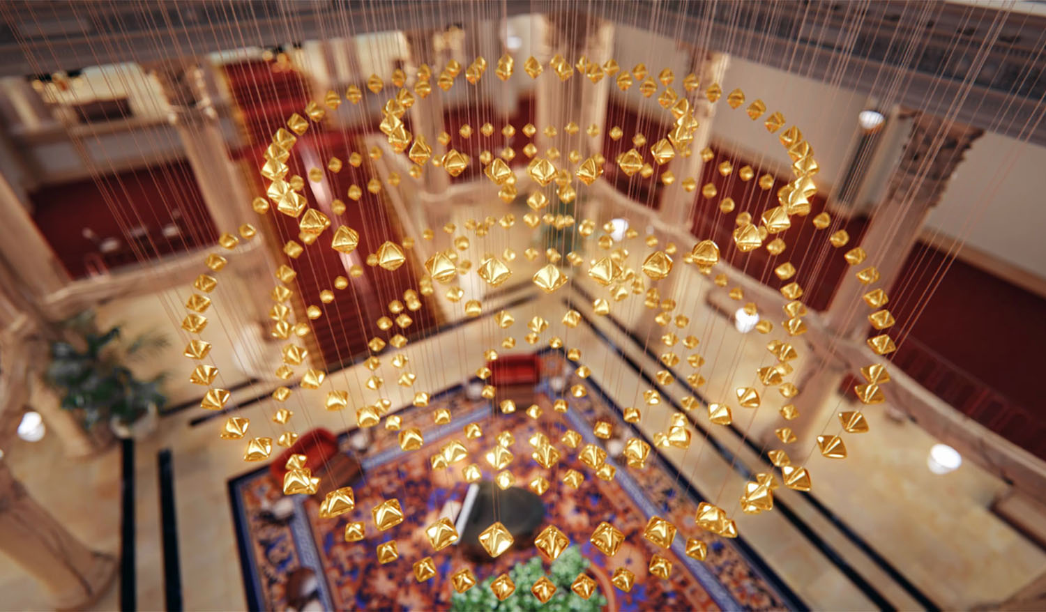 Кинетическая люстра «GOLD»искусство в движении для отелей - Фото №3