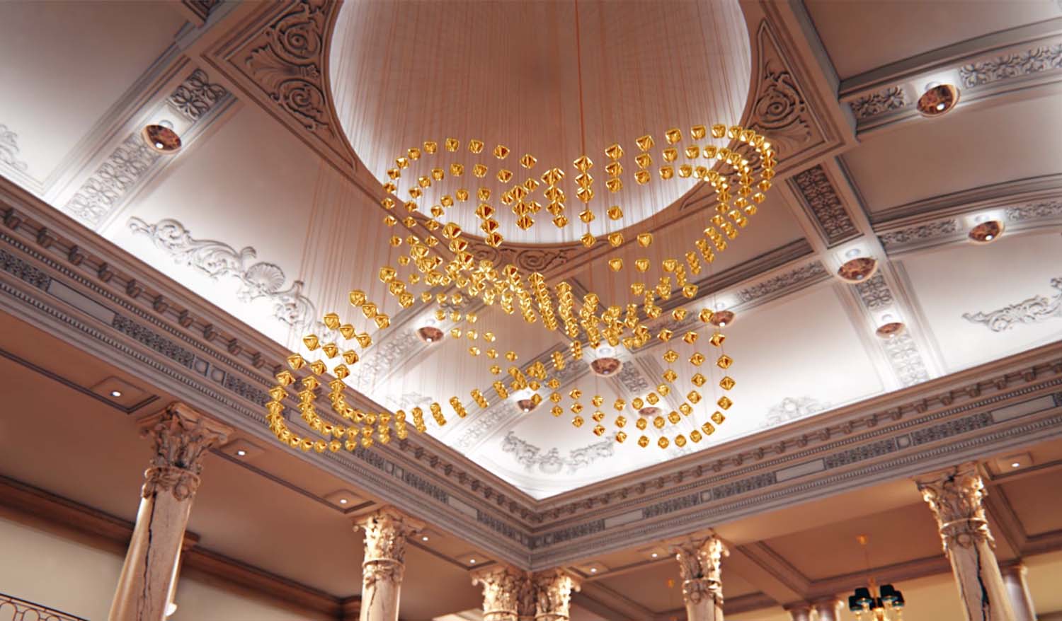 Кинетическая люстра «GOLD»искусство в движении для отелей - Фото №7