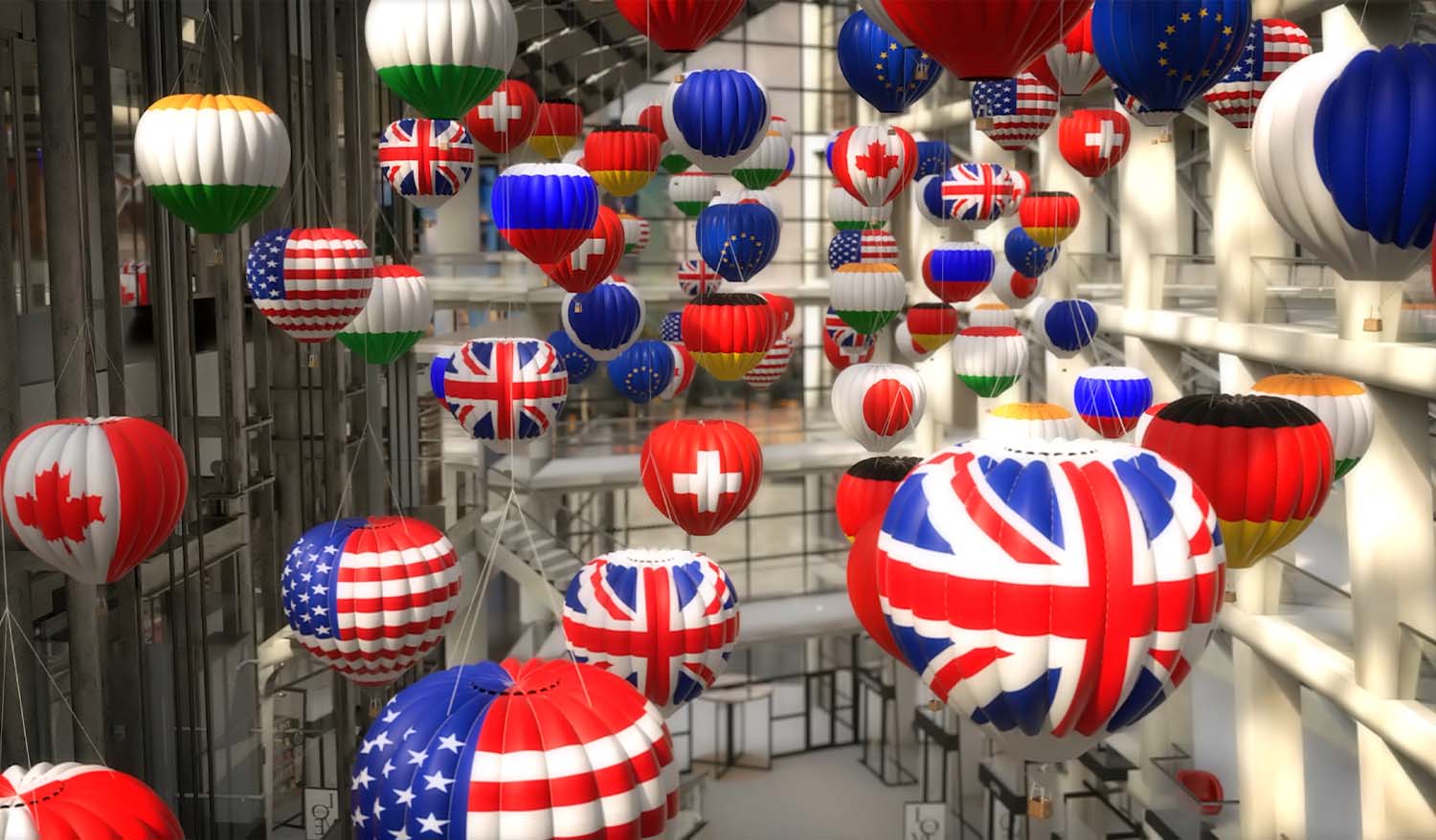 «Воздушные шары» Кинетическая инсталляция для аэропортов - Фото №5