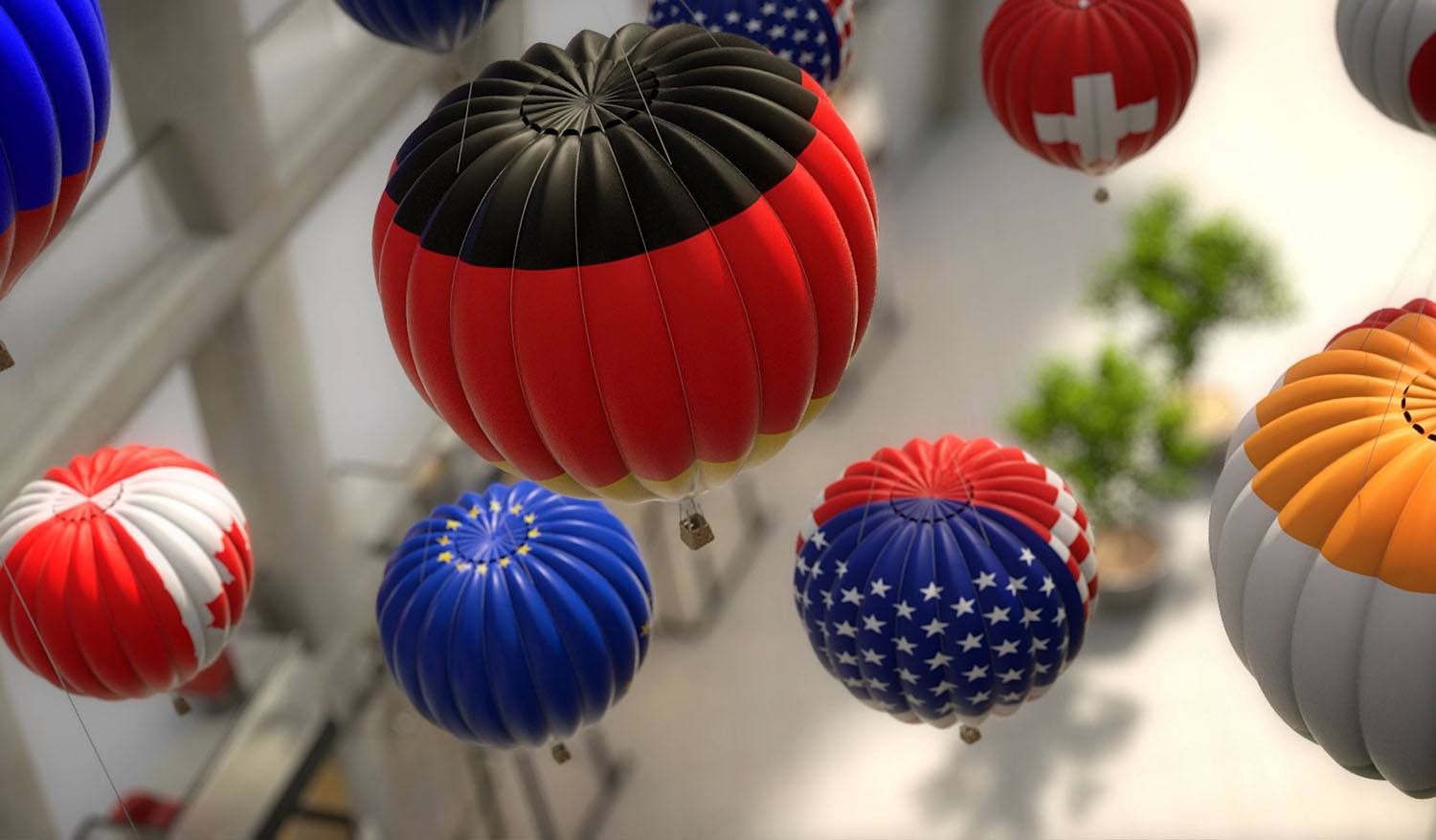 «Воздушные шары» Кинетическая инсталляция для аэропортов - Фото №3