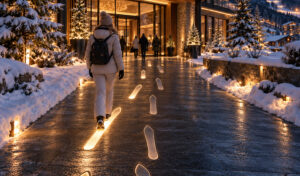 winter ski resort at night